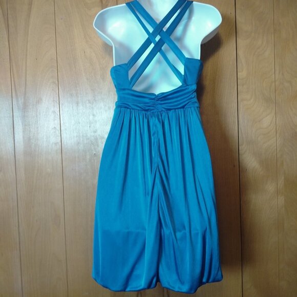 MY MICHELLE WOMEN'S SMALL FORMAL BLUE BACK STRAPPY BEADED DRESS - Picture 7 of 7